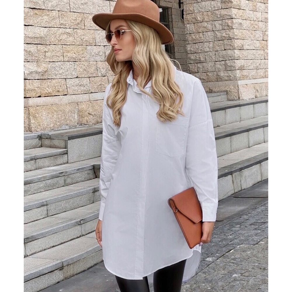 SHEIN Button-Front High-Low Hem Blouse